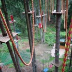 Base Camp trudna trasa w czubkach drzew w parku linowym w Istebnej